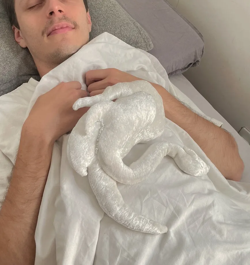 Soft cloud-like guardian creature in pale tones designed to watch over dreams